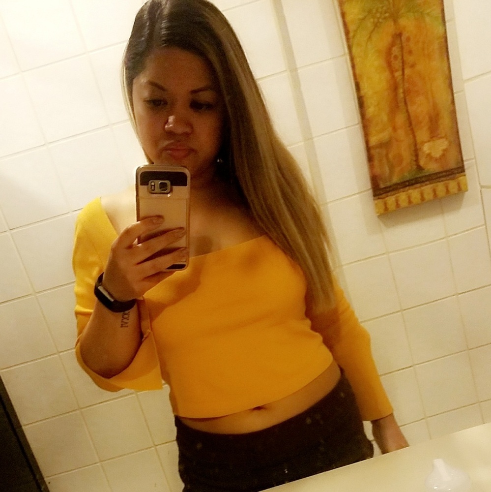 Mustard Yellow TOPSHOP Crop Top Long Sleeve